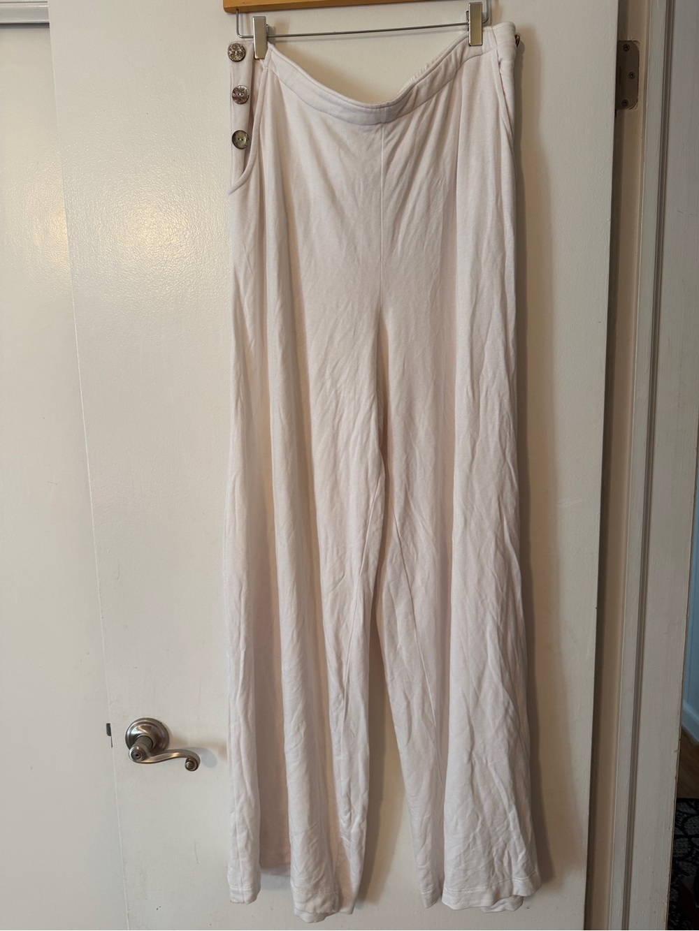 Bleusalt Malibu Palazzo Sailor Pants Wide Leg Tencel Modal White 6 oversized